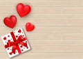 Vector romantic template with gift box, hearts and copy space Royalty Free Stock Photo