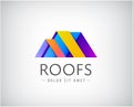 Vector roof logo, house building, real estate colorful icon. 3d origami style Royalty Free Stock Photo