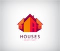 Vector roof logos, house building, real estate icon. Colorful geometric architecture illustration, poster