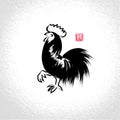 Vector: rooster with brushwork style