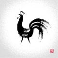 Vector: rooster with brushwork style