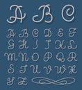 Vector rope font. Nautical alphabet ropes hand drawn letters Royalty Free Stock Photo