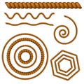 Vector rope set on white background. Royalty Free Stock Photo