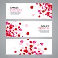 Vector Rose Petals wedding love banners. Invitation romantic love template Royalty Free Stock Photo