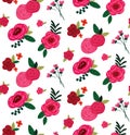 Vector roses bouquete seamless pattern background.