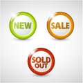 Vector round 3D icons for sale, new, sold Royalty Free Stock Photo