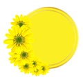 Vector round background for an inscription. Yellow pattern with flowers. Design for advertising or promotions, sales. Spring Royalty Free Stock Photo