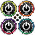 Vector round button with computer power icon