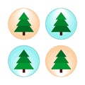 4 vector round buttons with fir trees for banner, site, web header Royalty Free Stock Photo