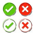 vector round check mark and cross symbols buttons Royalty Free Stock Photo