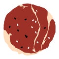 Vector of a round, circular slice of beef for shabu