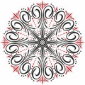 Vector round colored european pattern. Floral ornament in a circle