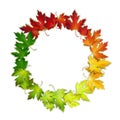 Vector round frame with colorful autumn leaves Royalty Free Stock Photo