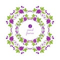 Vector round frames with bunch of grapes and leaves Royalty Free Stock Photo