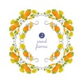 Vector round frames with persimmon and flower