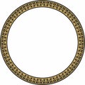 Vector round gold and black Greek frame. Classic meander ornament. Royalty Free Stock Photo