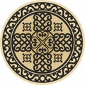 Vector round gold Yakut amulet Protection of the house