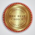 Vector round golden badge label with satisfaction Royalty Free Stock Photo