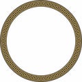 Vector round golden and black classic frame. Greek meander. Royalty Free Stock Photo