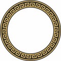 Vector round golden classic frame. Greek meander. Patterns of Greece and ancient Rome