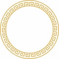 Vector round golden classic frame. Greek meander. Royalty Free Stock Photo