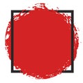 Vector round grunge red painted blot in black square frame Royalty Free Stock Photo