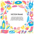 Vector frame with text and beach holidays elements