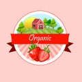Vector round label, strawberry