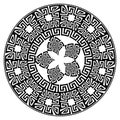 Vector round mandala vector pattern. Black greek key meanders geometric ornament on white background. Decorative floral mandala Royalty Free Stock Photo