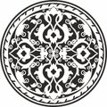 Vector round monochrome Arabic national ornament.