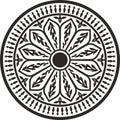 Vector round monochrome Arabic national ornament.