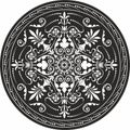 Vector round monochrome european pattern. Floral ornament in a circle