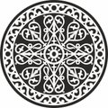 Vector round monochrome Yakut national ornament