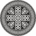 Vector round monochrome Yakut national ornament.