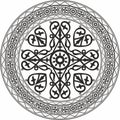 Vector round monochrome Yakut national ornament.