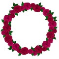 Vector round natural wreath of bright red roses