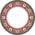 Vector round red and gold national persian ornament.