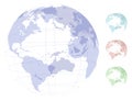 Vector round stylized planet earth in different colors