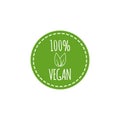 Vector round vegan logo with leaf. Vector elements for labels, logos, badges, stickers or icons