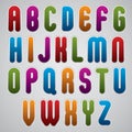 Vector rounded alphabet letters, bold and condensed font in retr