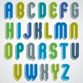 Vector rounded alphabet letters, bold and condensed font in retro poster style. Royalty Free Stock Photo