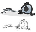 Vector rowing machine cartoon illustration