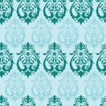 Vector royal aqua green asian traditional damask seamless pattern background