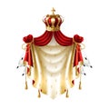 Vector royal baldachin with crown, fringe fur