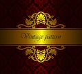 Vector royal damask floral pattern as a background. Vintage luxury rich baroque gold template Royalty Free Stock Photo
