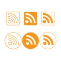 Vector rss icons of round and square shapes, orange Royalty Free Stock Photo