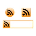 Vector rss round square and rectangular icons with heart Royalty Free Stock Photo