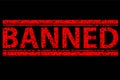 Rubber Stamp, Banned, at Black Background