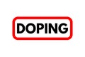 Vector rubber stamp with red and black doping word. Stop doping logo sign or drug test symbol. Isolated design template