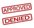 Vector rubber stamps approved and denied. Isolated.